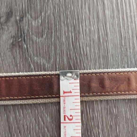 Zeppelin USA Made Leather on Canvas Fishing Hook Belt Solid Brass Buckle 38 - Picture 9 of 9